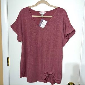 Christopher & Banks Relaxed Rolled Cuff V Neck Tee